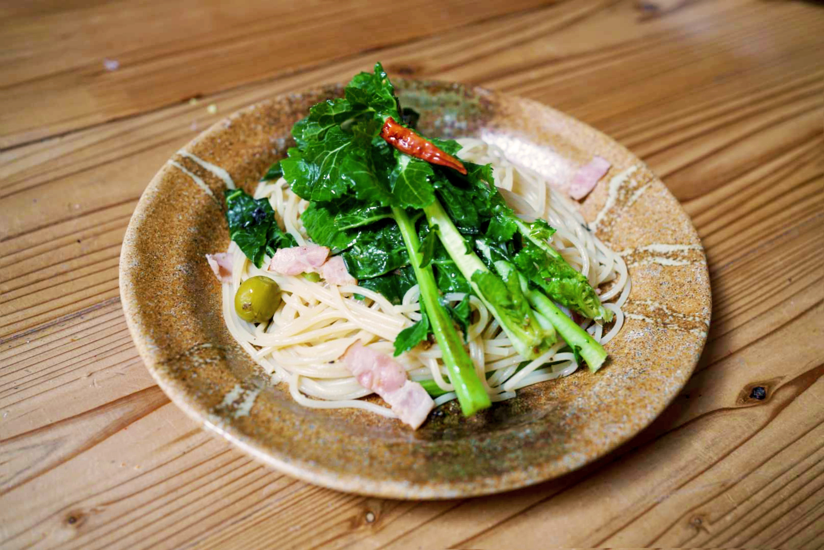 あきる野特産のらぼうパスタ